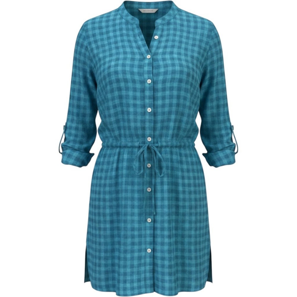 Xirena Winnie Teal Plaid Cotton Long Sleeve Shirt Dress Small Preppy Summer